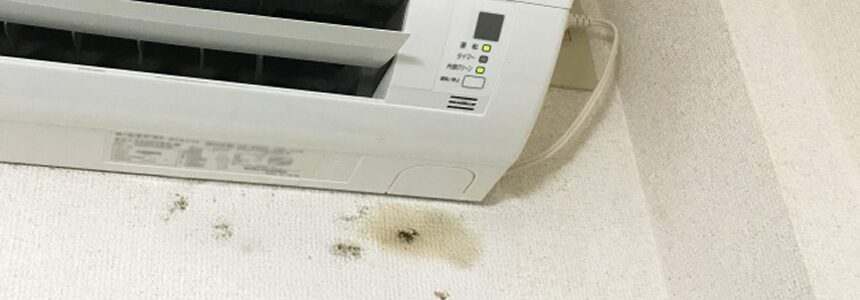 本体からの水漏れで壁が濡れる写真